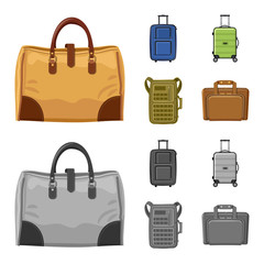 Isolated object of suitcase and baggage icon. Set of suitcase and journey stock vector illustration.