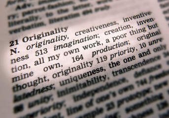 THESAURUS PAGE SHOWING DEFINITION OF WORD ORIGINALITY