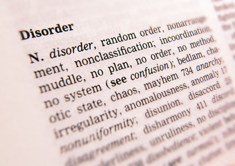 THESAURUS PAGE SHOWING DEFINITION OF WORD DISORDER