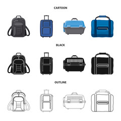 Vector illustration of suitcase and baggage sign. Collection of suitcase and journey vector icon for stock.