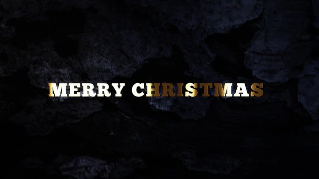 MERRY CHRISTMAS - text animation with gold letters over dark background