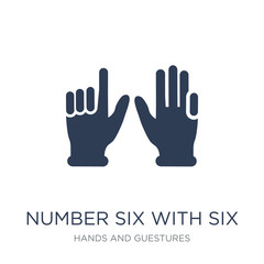 Number six with six fingers icon. Trendy flat vector Number six with six fingers icon on white background from Hands and guestures collection