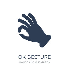 Ok gesture icon. Trendy flat vector Ok gesture icon on white background from Hands and guestures collection