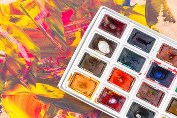 Set of watercolor paints