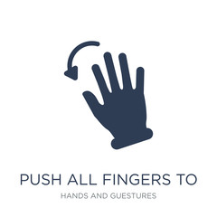Fototapeta premium Push all fingers to twist left icon. Trendy flat vector Push all fingers to twist left icon on white background from Hands and guestures collection