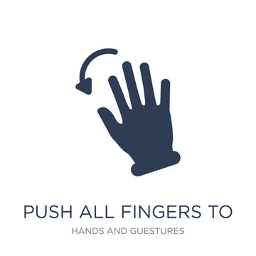 Push All Fingers To Twist Left Icon. Trendy Flat Vector Push All Fingers To Twist Left Icon On White Background From Hands And Guestures Collection