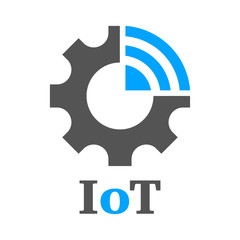 Simple icon to represent the Internet of Things IoT concept. Gear, settings and network. Iot, Industry 4.0, 5G
