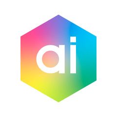 Letter AI logo in hexagon shape and colorful background, letter combination logo design for business and company identity. EPS 10