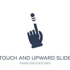 Touch and upward slide icon. Trendy flat vector Touch and upward slide icon on white background from Hands and guestures collection