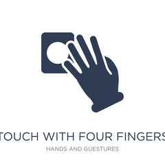 Touch with four fingers icon. Trendy flat vector Touch with four fingers icon on white background from Hands and guestures collection