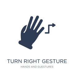 Fototapeta premium Turn Right gesture icon. Trendy flat vector Turn Right gesture icon on white background from Hands and guestures collection