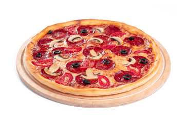 Tasty pizza is isolated on white background