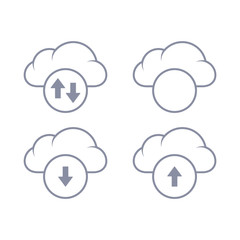 Cloud download and upload icon. Up and down arrows.