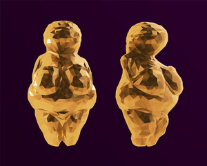 Golden Stone Age Venus of Willendorf. Isolated Illustration, Vector 3D Rendering © VectorVictor