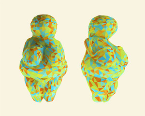 Colorful Stone Age Venus of Willendorf. Isolated Illustration, Vector 3D Rendering