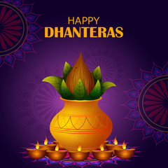 Inidan holiday of Happy Dhanteras during Diwali season for prosperity