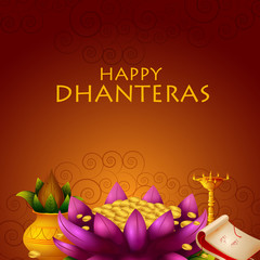 Inidan holiday of Happy Dhanteras during Diwali season for prosperity