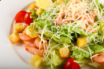 Caesar salad with shrimps