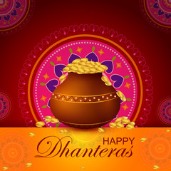 Inidan holiday of Happy Dhanteras during Diwali season for prosperity