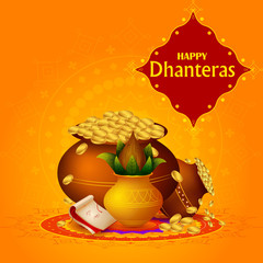 Inidan holiday of Happy Dhanteras during Diwali season for prosperity