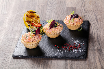 Canape with shrimp salad