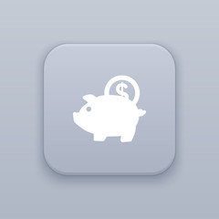 Piggy money bank button, best vector