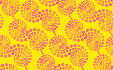 dotted spirals snakes seamless pattern in yellow pink shades