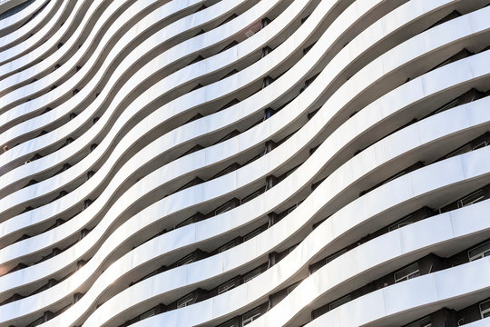 The background of the building with a wavy facade