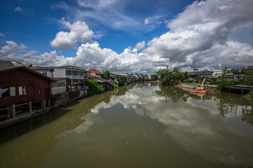 Chanthaburi Waterfront Community: October 21, 2018, Chanthaburi River Community Cultural Center has many shops and souvenirs, tourists come to see the city, Thailand.