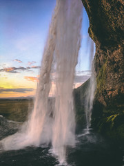 Iceland Waterfall Sunset Cliff