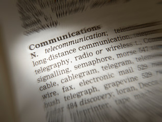 DICTIONARY PAGE SHOWING DEFINITION OF THE WORD COMMUNICATIONS