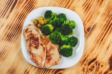 Chicken meat with broccoli