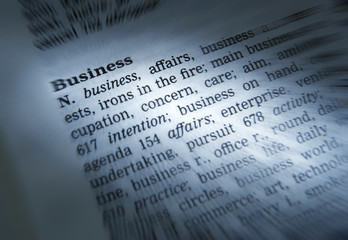 DICTIONARY PAGE SHOWING DEFINITION OF THE WORD BUSINESS