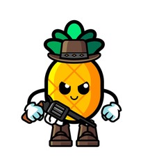 Pineapple cowboy mascot cartoon illustration