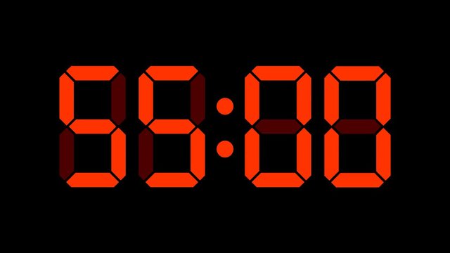 Digital countdown of 60 seconds with regular hundredths, 4K UHD, optimized for 60 fps to avoid frame rate distortions and interpolation artifacts - Red with marks - arzawen.com/timer