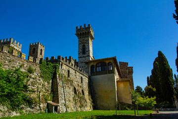 Italy, Florence, Badia a Passignano. Details of the fifteenth-century abbey of San Michele Arcangelo in Passignano, a monastery located on the Chianti hills in Badia a Passignano in Tuscany. 