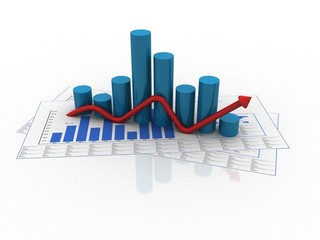 3d rendering Stock market online business concept. business Graph 
