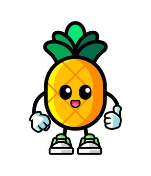 Pineapple give thumbs up mascot cartoon illustration