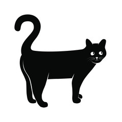 Silhouette cat. Isolated sign of a cat on a white background. Black cat. Vector illustration