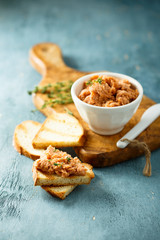 Salmon pate, or rillettes