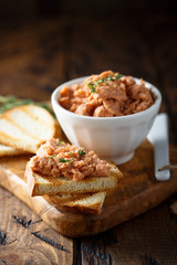 Salmon pate, or rillettes