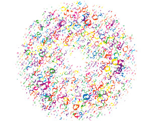 Festival pattern with color round glitter, confetti, serpentine. Bright background  for party invites, wedding, cards