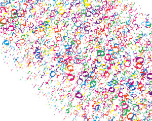 Festival pattern with color round glitter, confetti, serpentine. Bright background  for party invites, wedding, cards