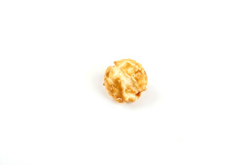 caramel popcorn on white background.