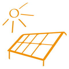 Handgezeichnete Solaranlage in orange