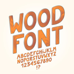 Awesome wooden alphabet isolated on white background. Vector