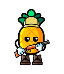 Pineapple hunter mascot cartoon illustration