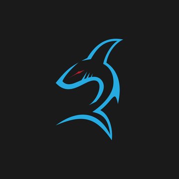tribal shark logo. blue shark logo. simple shark logo. vector illustration. modern style