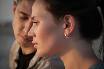 Beautiful young tender couple in love. Man and woman.