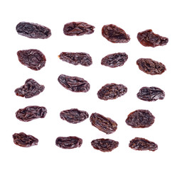 Dried raisins   isolated on white background